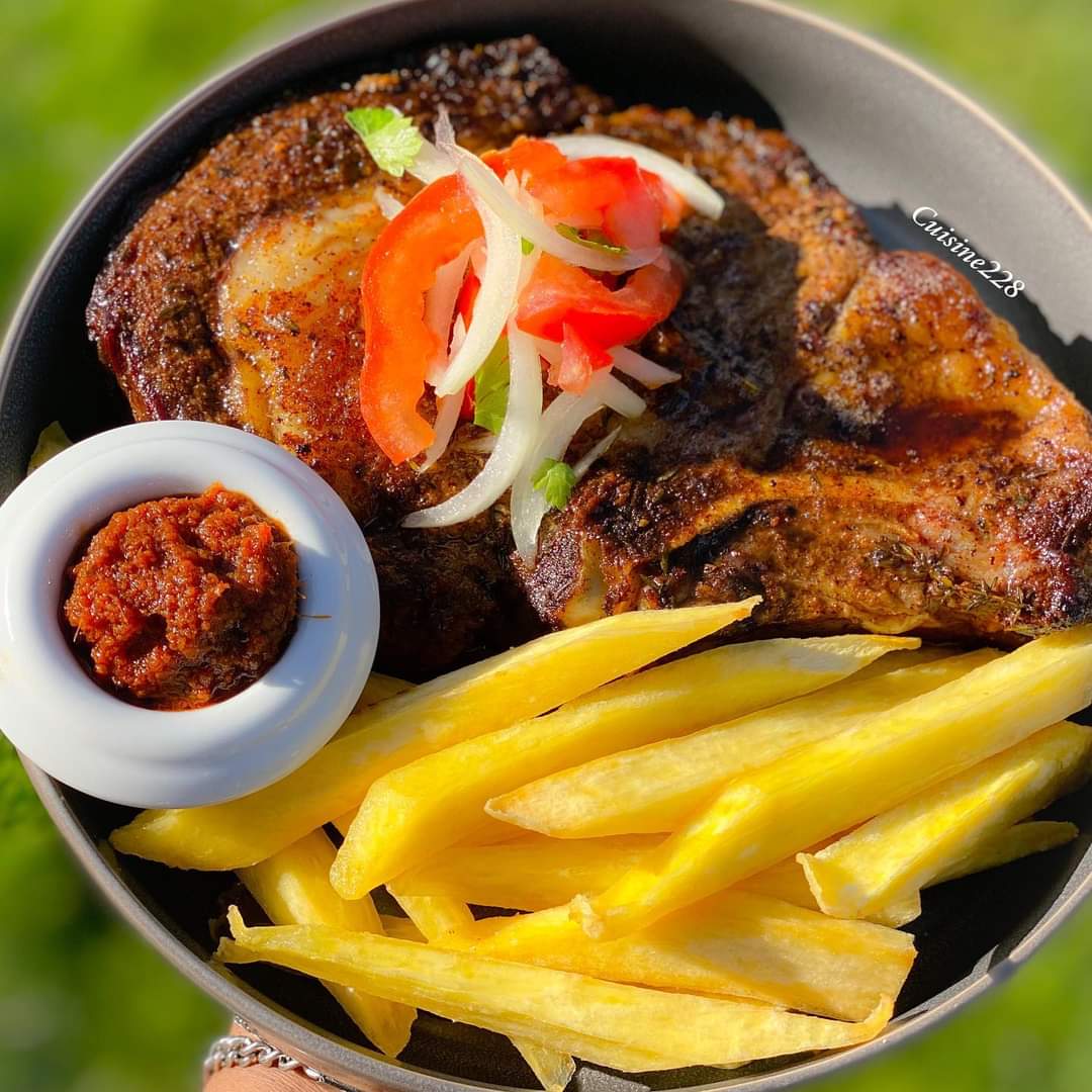 Fried yam and tilapia plated dish