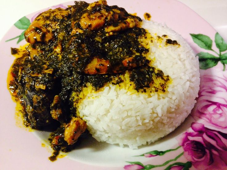 White rice and palava sauce